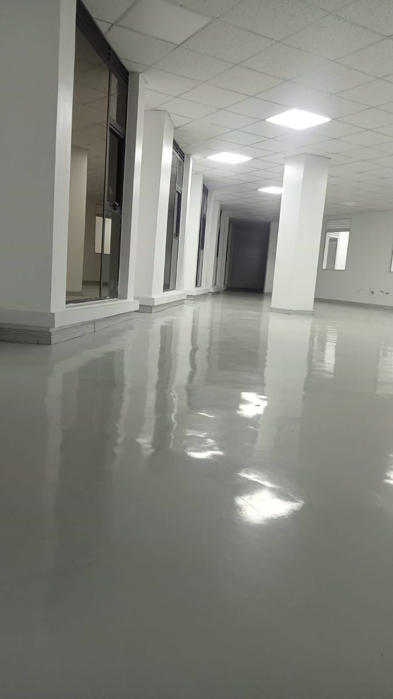 Commercial corridor with high-gloss floor